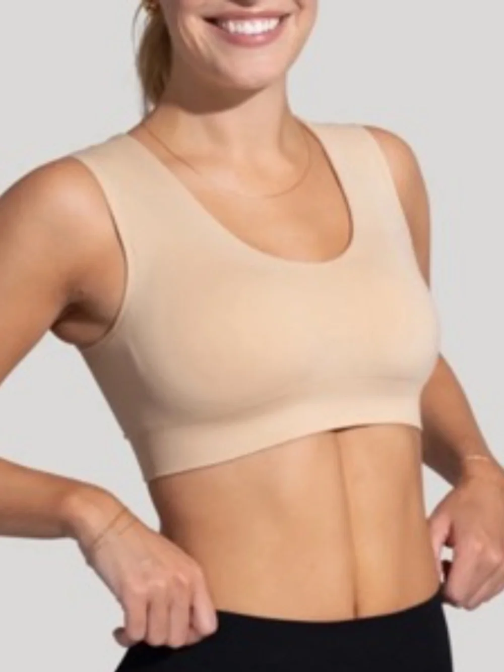 Tommie Copper Back Support Sports Bra Wide Straps Nude Beige Tan 3XL
